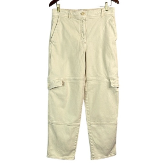 Wilfred Free Aritzia Twill Modern Cargo Pants GD Birch Cream Cotton Size 8 - Picture 2 of 10